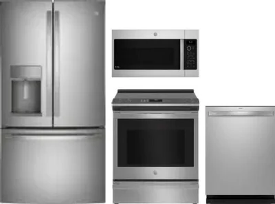 4 Piece Package Includes Refrigerator, Range, Microwave And Dishwasher